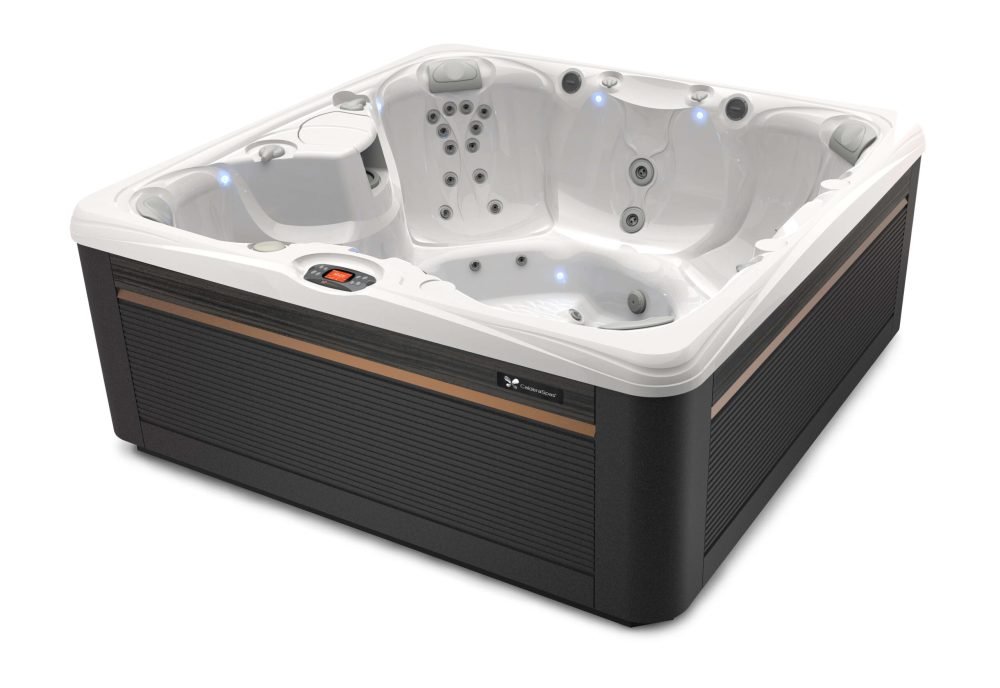 Spa extérieur moderne avec jets et éclairage LED