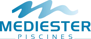 Logo Mediester Piscines avec vagues bleues