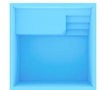 Intérieur de boîte bleue avec étagères intégrées