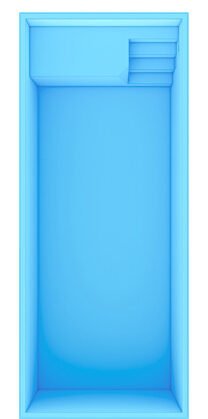 Vue aérienne d'une piscine rectangulaire avec escaliers